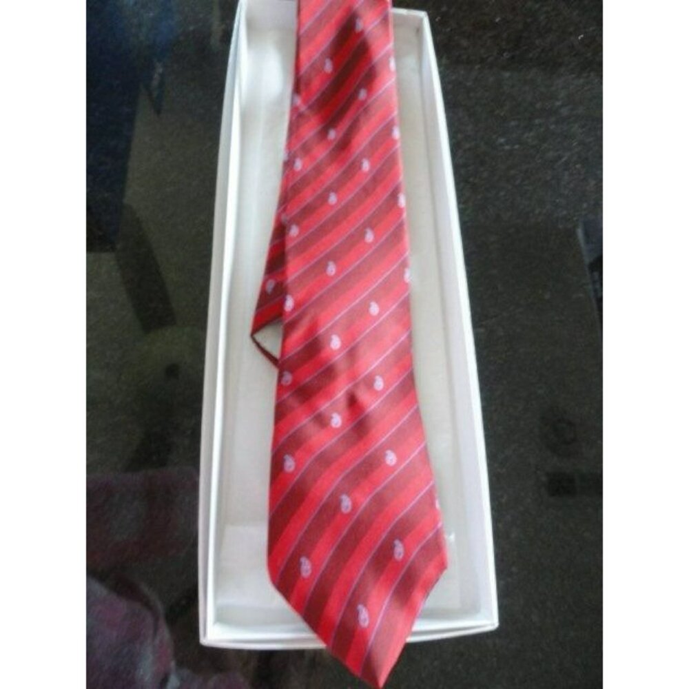Vintage Hardy Amies Men's Necktie London All Silk Paisley Striped Red Blue